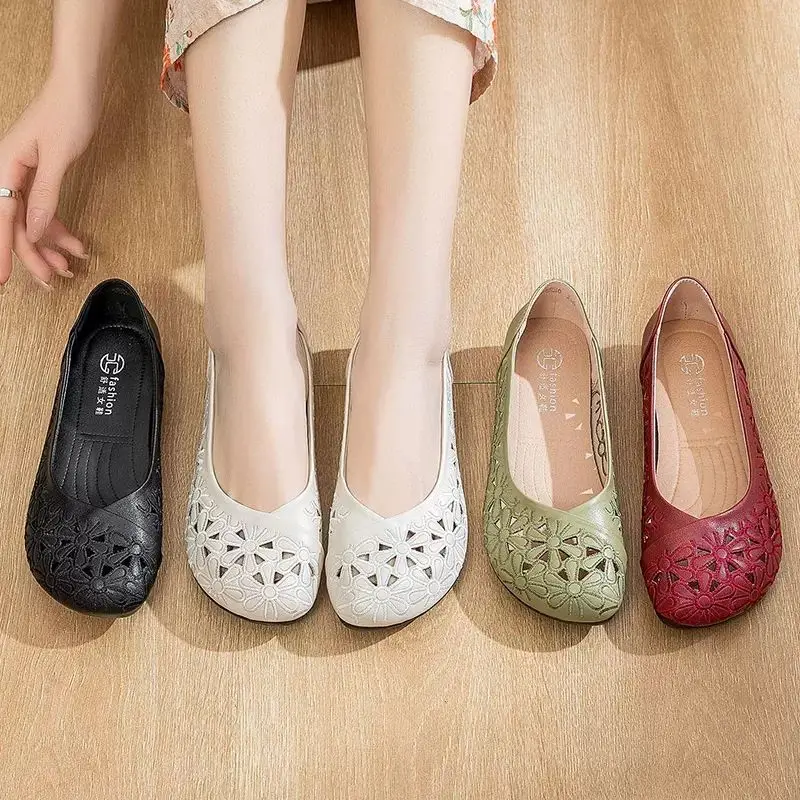 Ladies Ballet Flats Non-slip Women Summer Shallow Footwear 2024 Trendy Wide Leg Fit Moccasins