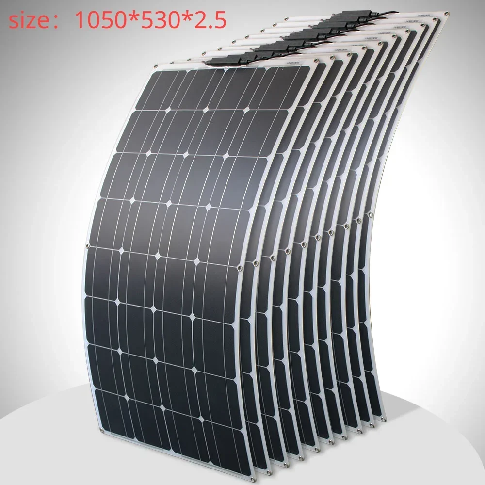 

1000w Flexible Solar Panel 12v 24v Panel Solar 100w Monocrystalline Battery Charger for Rv Electric Car Camping Yacht