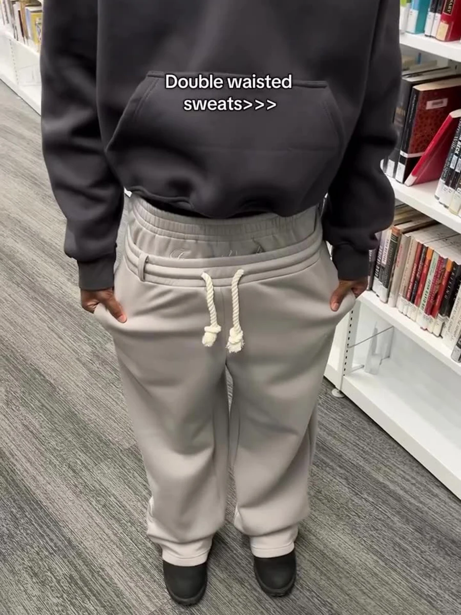 2025 Spring And Autumn New Style Casual Double Waist Pants Sports And Leisure Unisex Lettering Embroidered Straight-leg Trousers