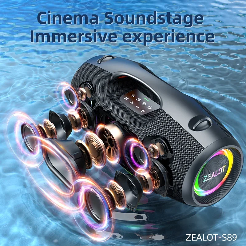 S89 Портативный динамик 250 Вт IPX6 Водонепроницаемый уличный динамик с поддержкой глубоких басов Эквалайзер/RGB фонари/TWS/TF/AUX/USB