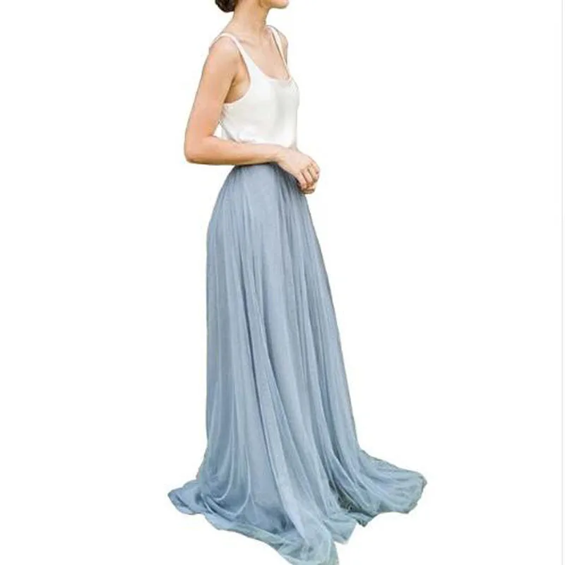 Maxi Skirt for Women, Floor Length, Elegant Tulle Skirts, Elastic Waist, Female Wedding Bridesmaid Tutu Skirt