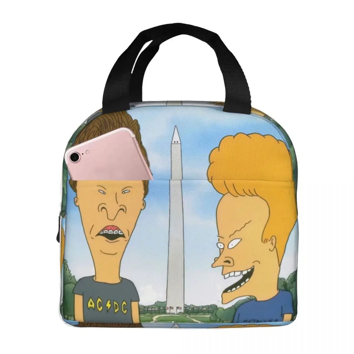 Tourist Attractions Lunch Bag box Beavis and Butthead Funny Sarcastic Cartoon Children Aluminum Bag Foil Portable Lunchbox