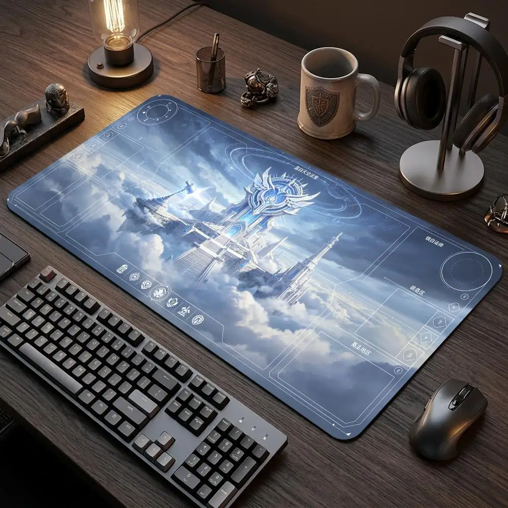 60X35cm Holy Celestial Sky Cathedral TCG Play mat Zoned Desk Mat Non-Slip Rubber Base Stitched Edges For TCG Card Game table mat