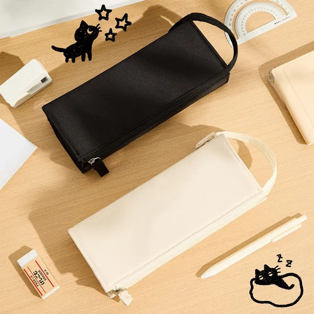 

Простой однотонный пенал, портативная большая вместительная сумка для хранения канцелярских принадлежностей, коробка для ручек, подарок для студентов