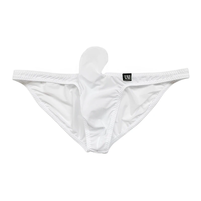 Men's Low-Rise Briefs with Upward-Curled Trunk Design Ice Silk Thin Style Sexy Innocent-Charming Stylish Tight-Fitting