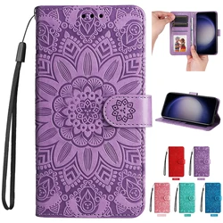 Wallet Leather Flower Case Flip Case for Samsung Galaxy S24 Ultra S23 Plus S22 S21 FE S20 S10 A55 A35 A15 A34 A54 A53 A52