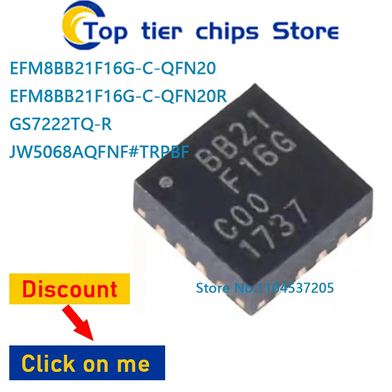 1PCS~10PCS/LOT  EFM8BB21F16G-C-QFN20 EFM8BB21F16G-C-QFN20R GS7222TQ-R JW5068AQFNF#TRPBF qfn20 100% NEW