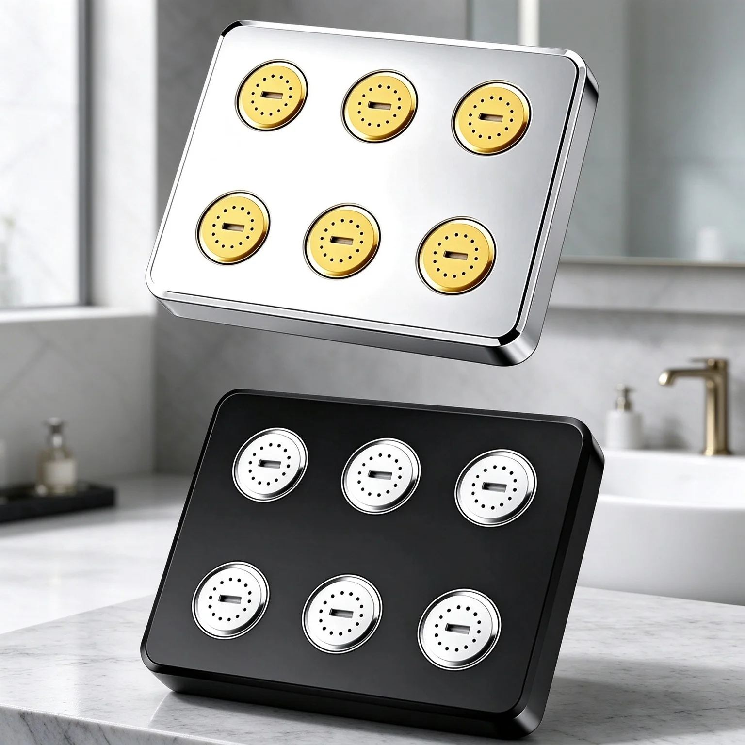 Matte Black Square Rain Shower Head High Pressure Water Saving Overhead Spray Nozzles Bathroom Shower Accessory