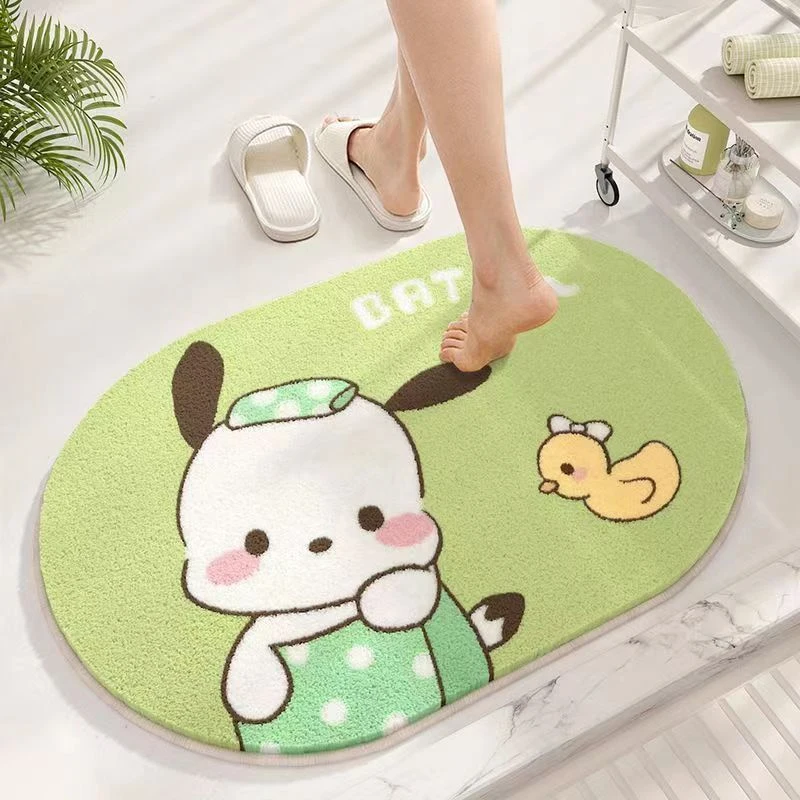 Sanrio Kuromi Pompom Purin Cushion Anime Non-slip Kawaii Cartoon Cashmere Carpet Bathroom Mat Pachacco Cinnamoroll Christmas