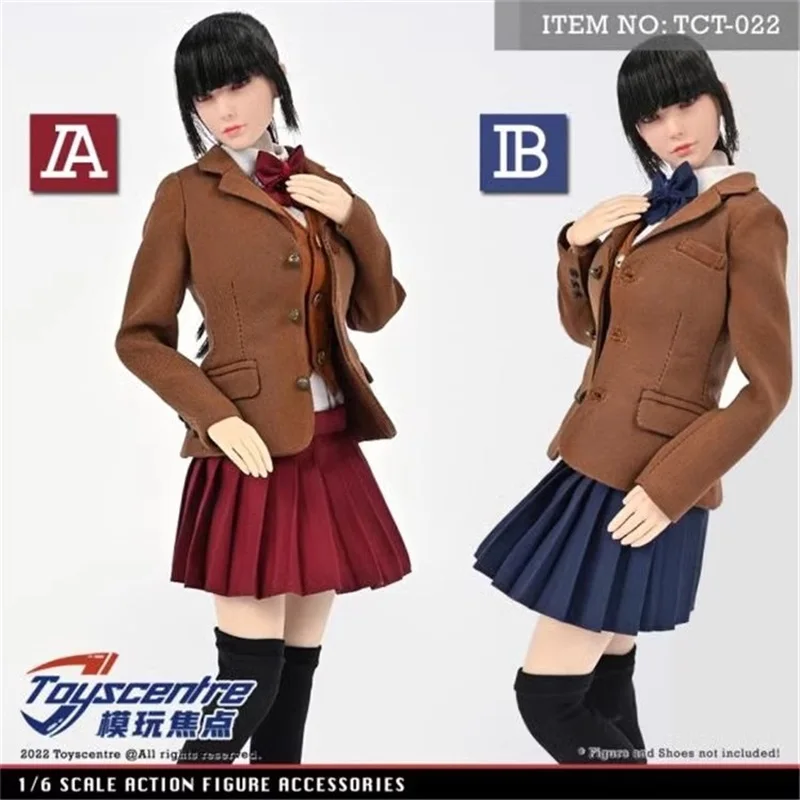 Toys Sentre TCT-022 1/6 Female JK Uniform Suit Jacket Shirt Pleated Skirt Clothes Set Model Fit 12'' Action Figure In Stock