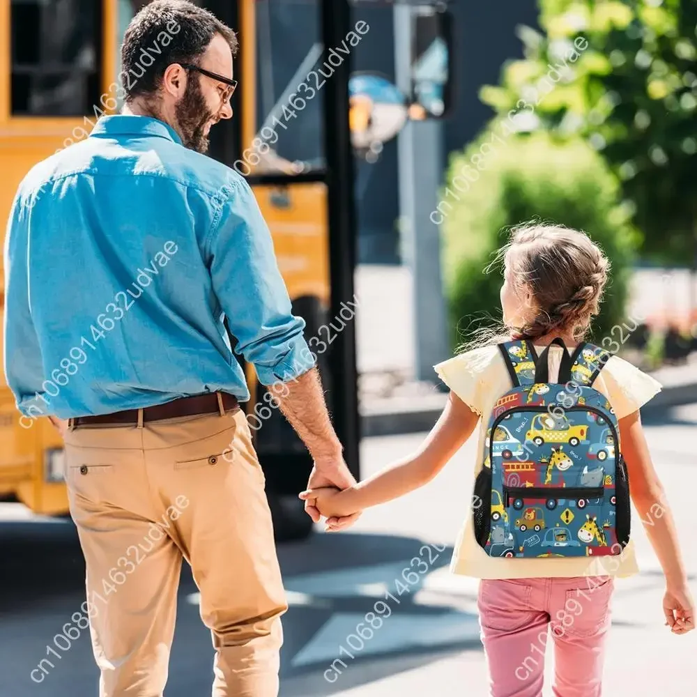 Mochilas escolares dos desenhos animados com drivers engraçados para crianças, Princesa Sacos escolares primários para meninos, Mochila escolar impermeável para crianças