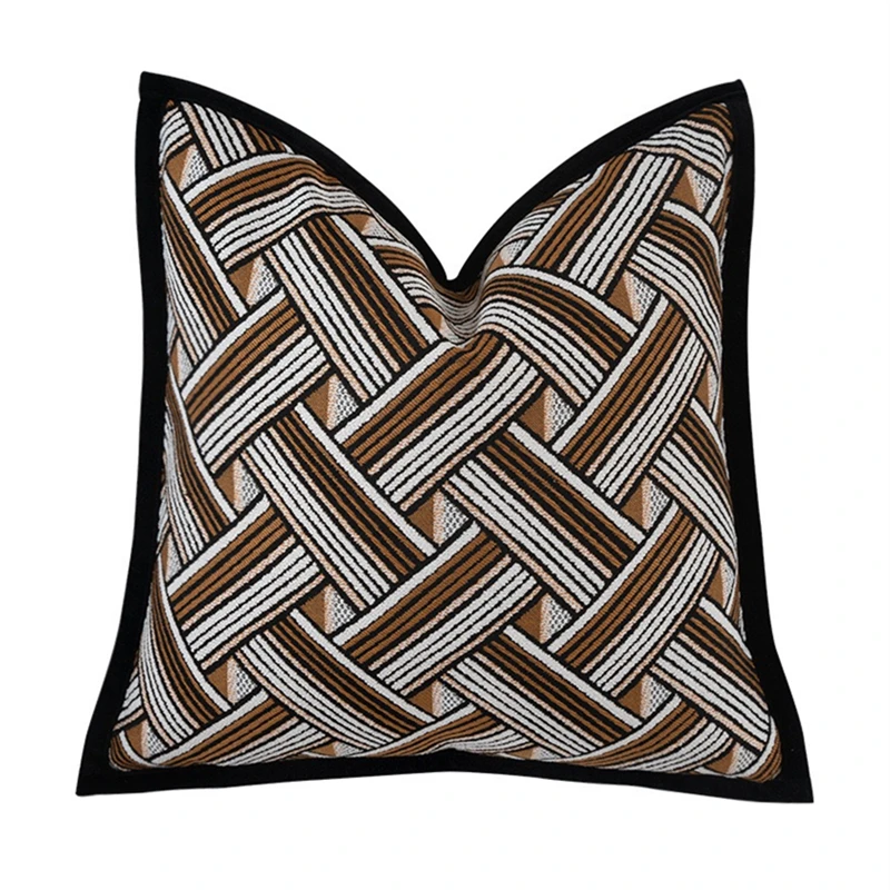 Luxury High-end Vintage Hotel Designer Pillow Case Sofa 45x45cm Patchwork Trims Lumbar Pillow Case 1 Piece Pack