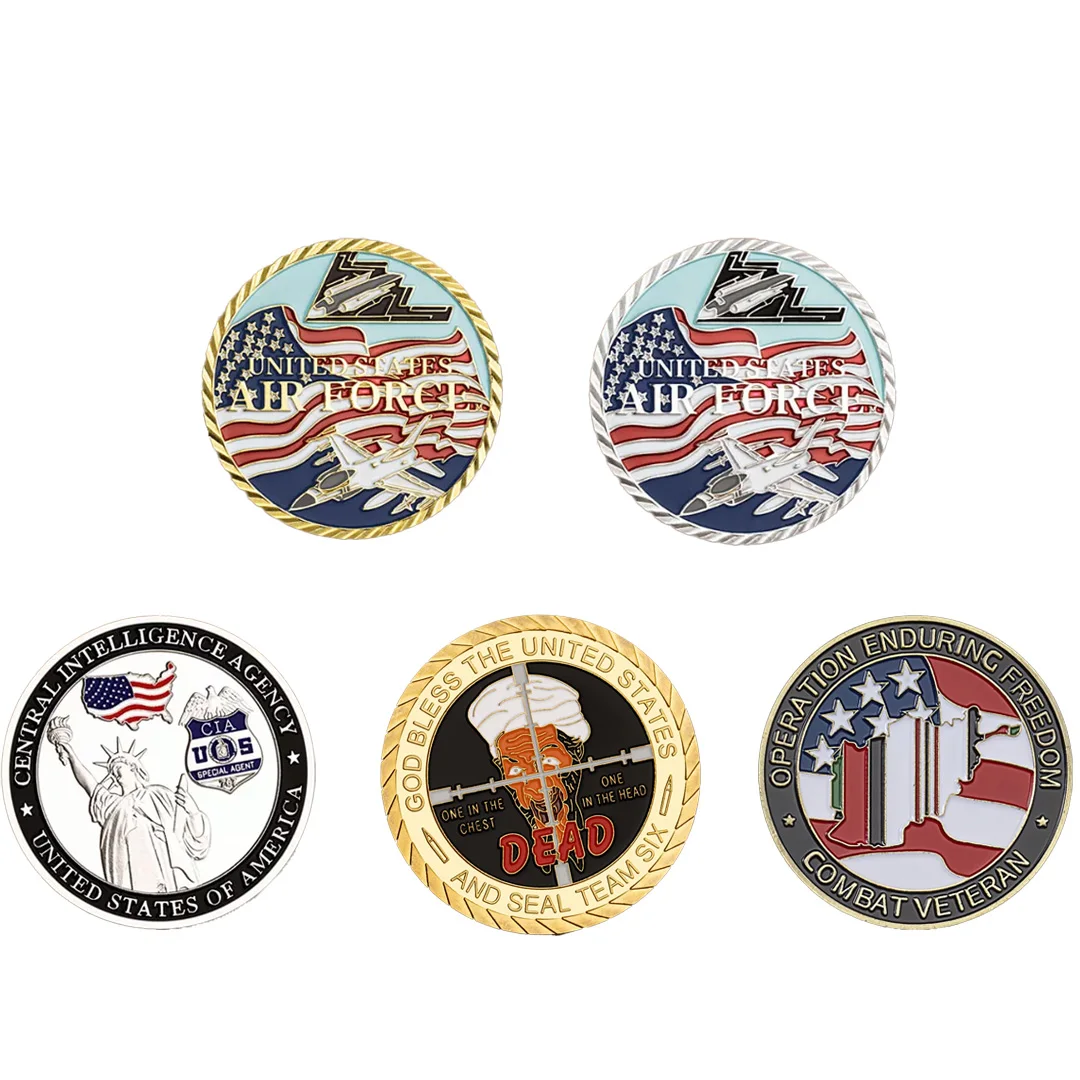 عملة التحدي العسكرية المطلية بالذهب التذكارية الأمريكية، مشجعي الجيش الجوي، عملات معدنية قابلة للجمع، سلسلة هدايا قابلة للجمع