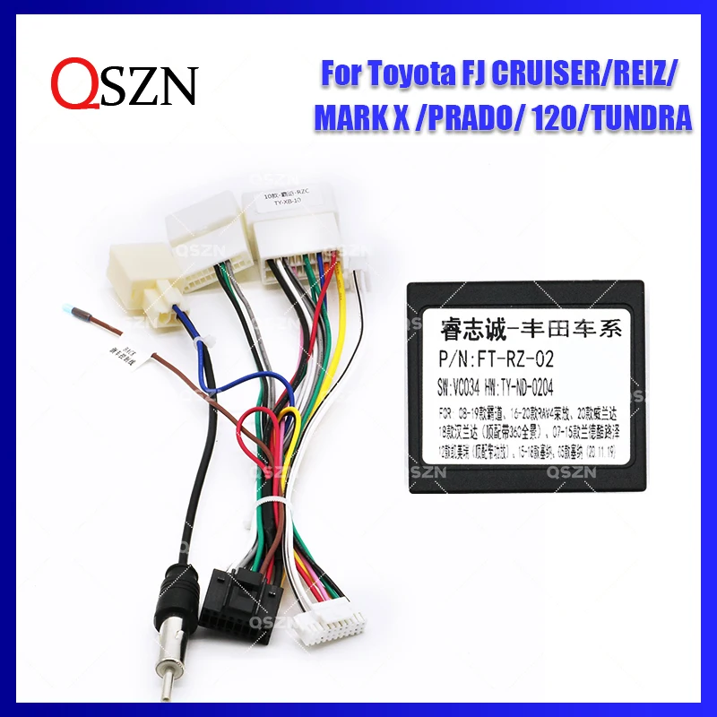 Canbus Box Decoder FD-RZ-02 For Toyota FJ CRUISER/REIZ/ MARK X /PRADO/ 120/TUNDRA Wiring Harness Cable Car Radio Power Cable