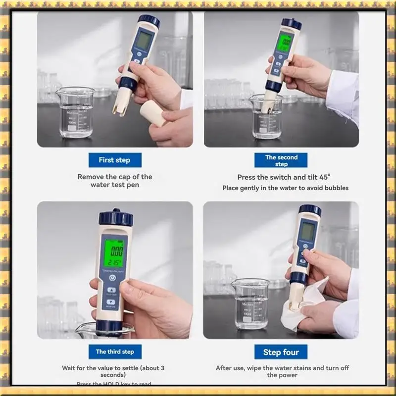 AT03 Top 5 In 1 EC TDS Salinity Temperature PH Meter Water Quality Tester  For Food Beverages Salt Content Aquarium Seawater ATC