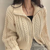 ITOOLIN Women Chic Sweater Cashmere Cardigan Zipper Casual Solid Knit Slim Sweater Cardigan For Women 2023 Autumn Winter