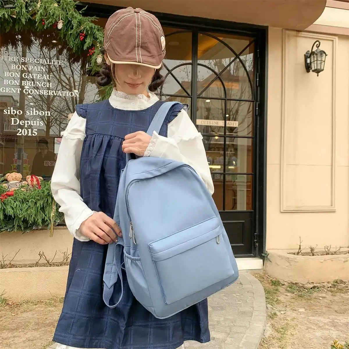 

Fashion Casual Solid Color Shoulder Bags Large Capacity Backpack INS Style College Student Candy Shoulder Bags 2025