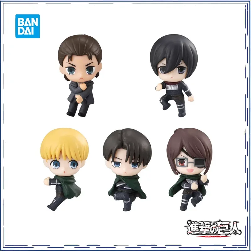 

BANDAI Attack on Titan figure Hugging data cable series capsule toys Eren Mikasa Armin figure anime Brand new genuine In shelf