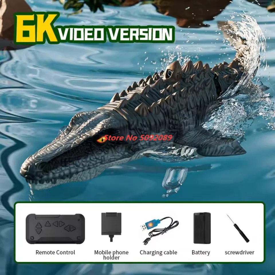 Rc Dinosaur With HD Camera Spray Water Toy Remote Controlled Boat High Simulation Dinosaur Electronic Robot Boat Toy Gifts