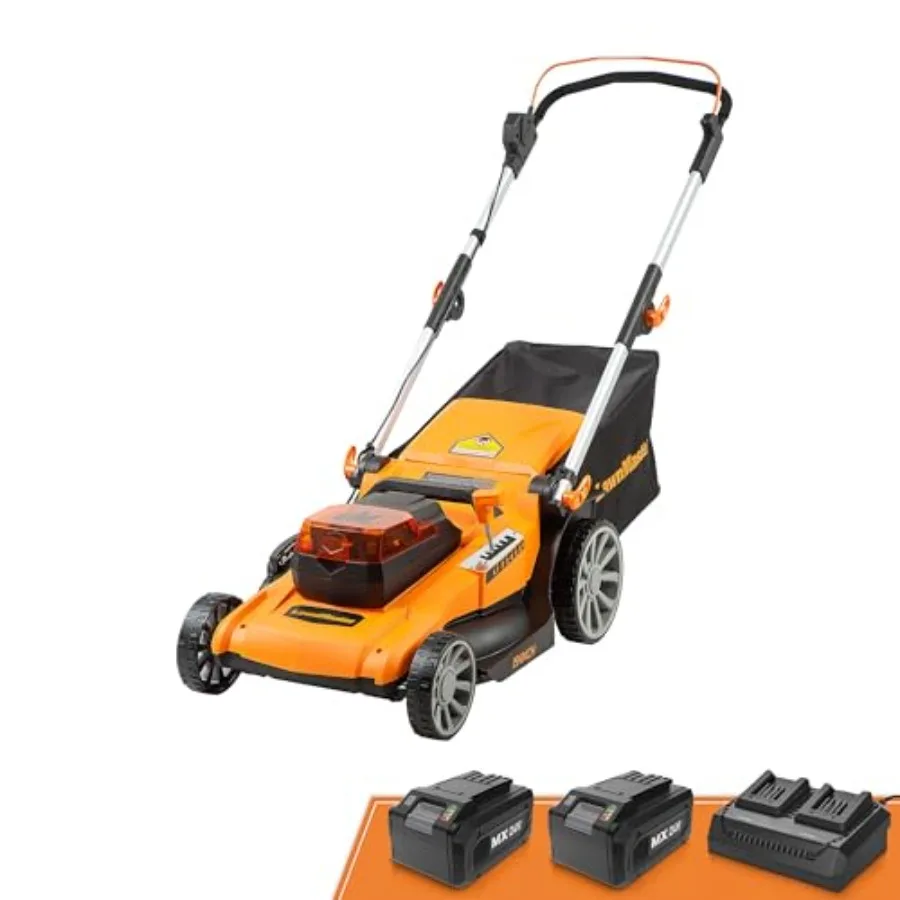 

48V MAX Electric Lawn Mower for residential use, aluminum and plastic body, black and gray, brushless motor, 19-inch cutting wi