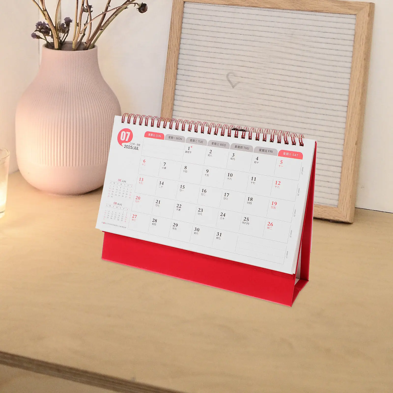 

2025 Chinese Desk Calendar Year of The Snake Traditional Lunar New Year Theme Bright Color Tent Calendar for Desk Schedule
