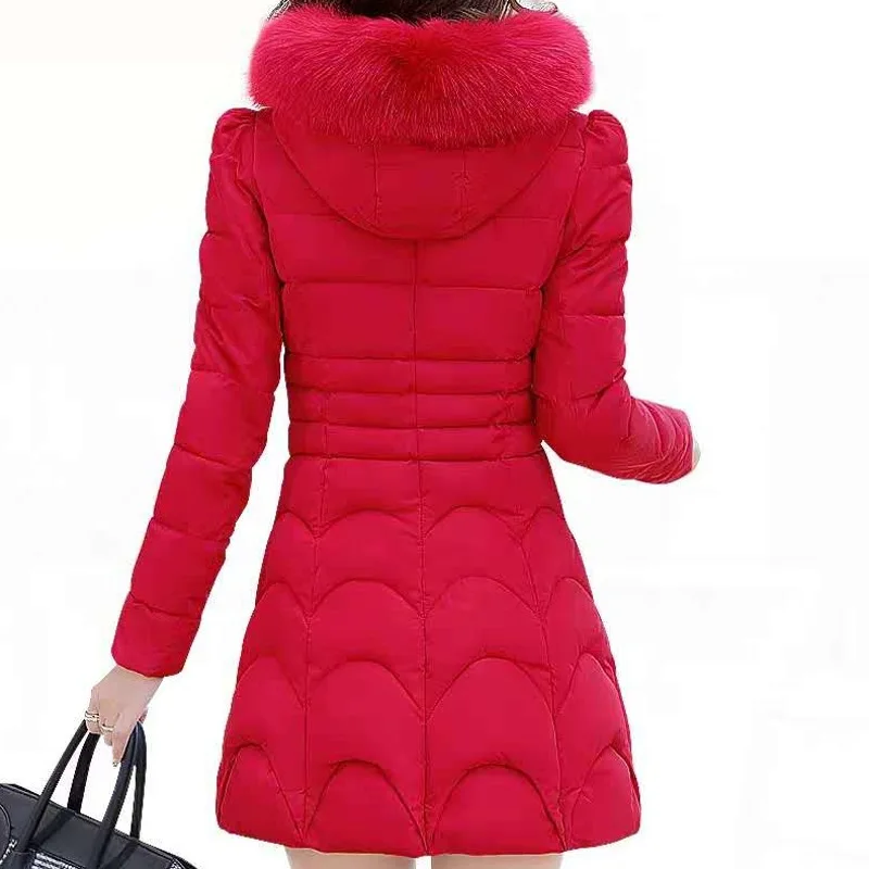 2024 Winter Jacket Women Parka Fashion Coat Wool Liner Hooded Parkas Slim with Fur Collar Warm Snow Wear Padded Clothes QY159