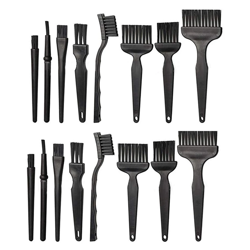 16 Portable Plastic Handle Anti Static Brushes Small Spaces Cleaning Brushes Computer Keyboard Cleaning Brush Kit Black