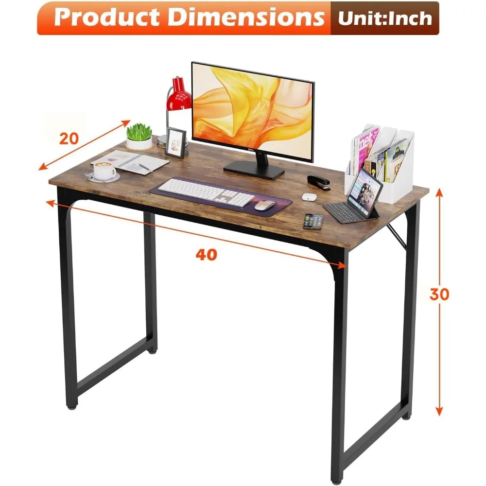 Mesa de escrita para estudo de computador de 32/39/47 polegadas, pés ajustáveis, móveis modernos para escritório doméstico (1, vintage, 39 polegadas)