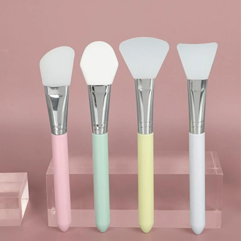 4pc Candy Color Silicone Brush Gel Flexible Facial Mud Soft Tip Applicator Making Tools Face Mask Glue Brush Care Tools Supplies