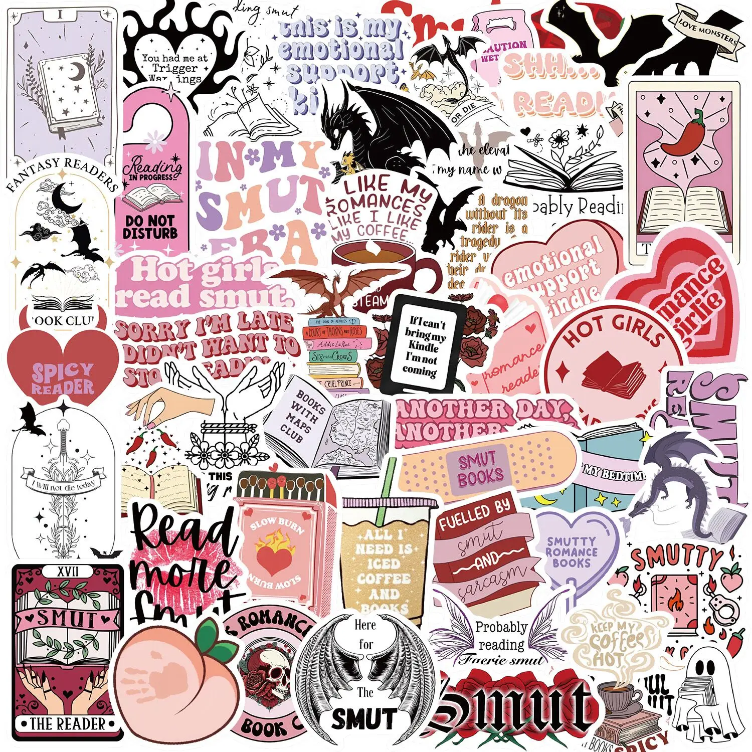 10/50/100pcs Mix Smut Dark Romance Bookish Book Reading Stickers Kindle Aesthetic Girls Decals Ipad Phone Laptop Diary Sticker