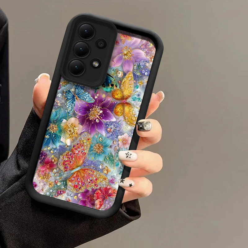 Flowers Phone Case For Samsung Galaxy A07 A51 A71 A21S A31 A06 A05 A05S A04E A04S A03 Core A32 Shockproof Matte Butterfly Cover