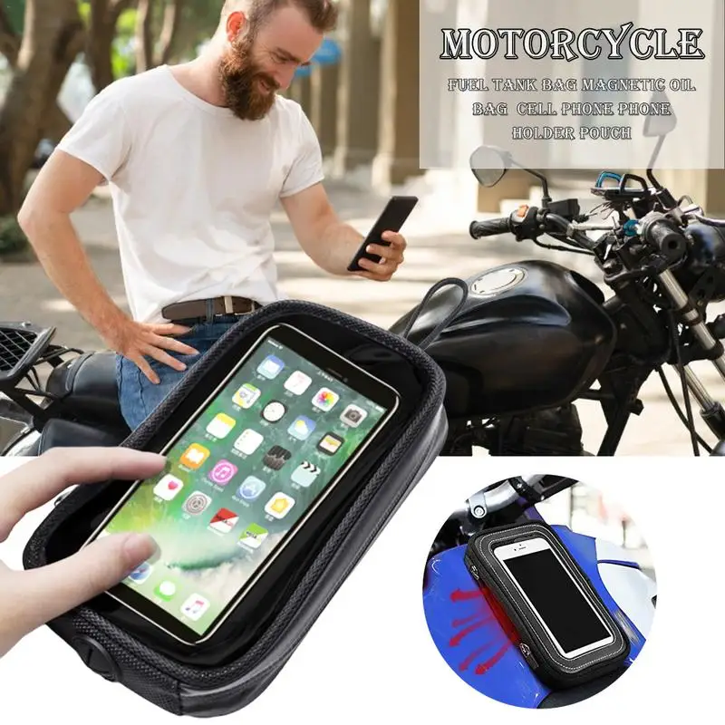 

Motorcycle Fuel Tank Bag With Magnetic Waterproof Moto Fuel Tank For Mobile Phone Holder Case Transparent Touch Screen phone bag