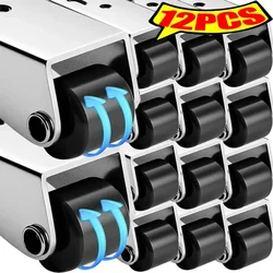 12/1PCS Sliding Door Roller Pulley Universal Furniture Caster Wheel Mini Silent Track Pulley Roller for Table Cabinet Hardware
