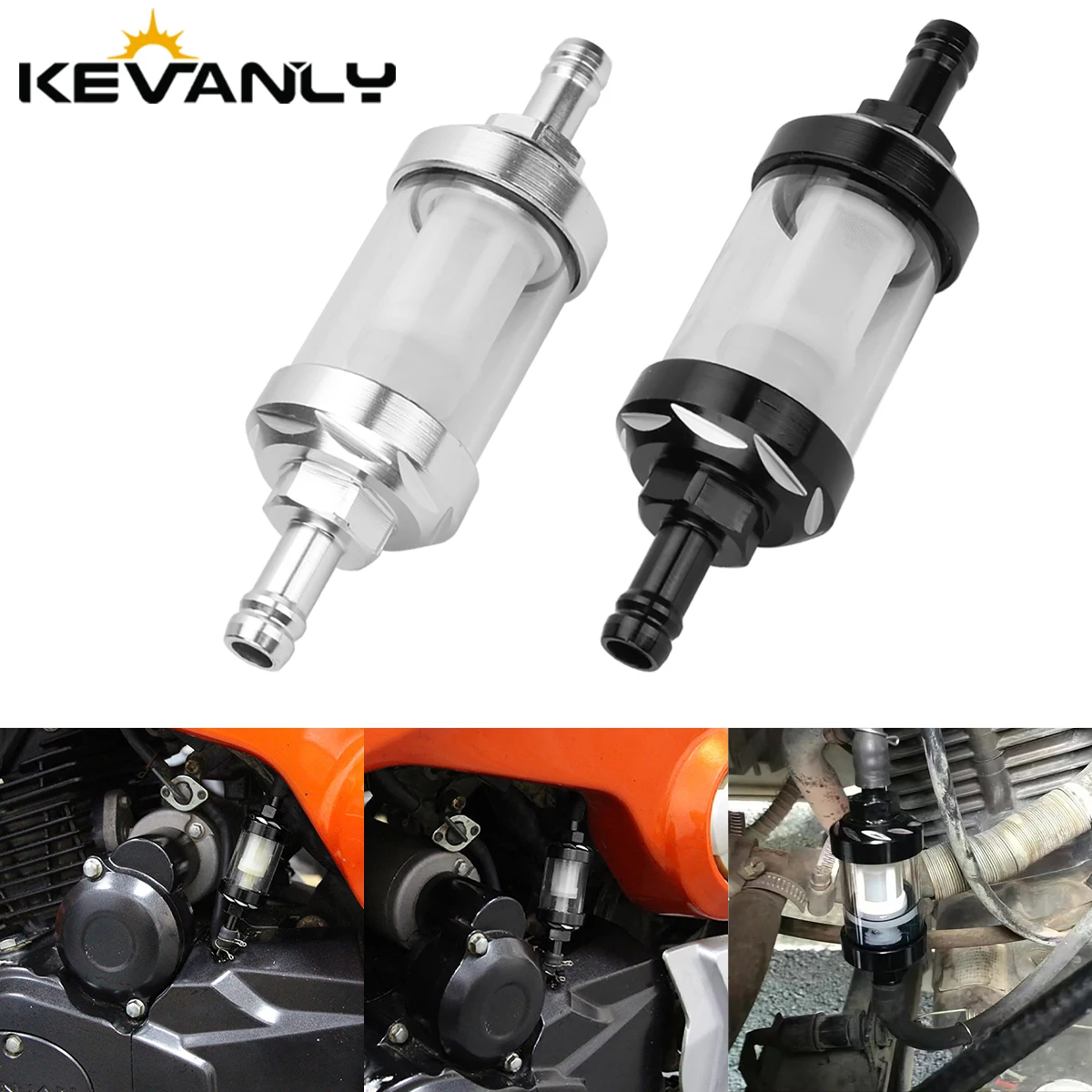 Universal Motorcycle Fuel Filter 8mm Engine Inline Carb CNC Gasoline Fuel Gas Filter Motor Oil Filters Off Road ATV Accessories 