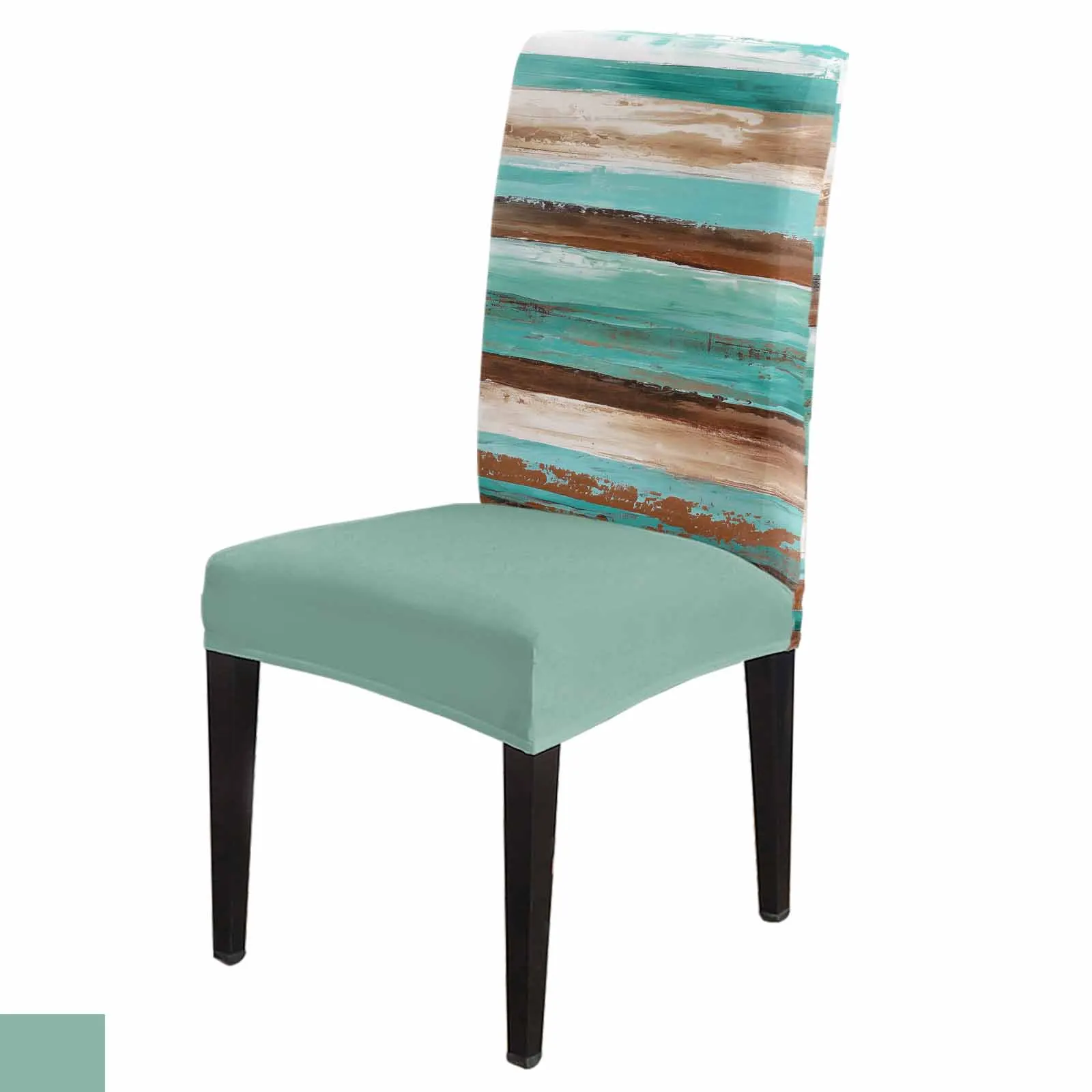 Funda elástica para silla, cubierta para asiento de Hotel, comedor, banquete, boda, fiesta, degradado turquesa, grano de madera abstracto