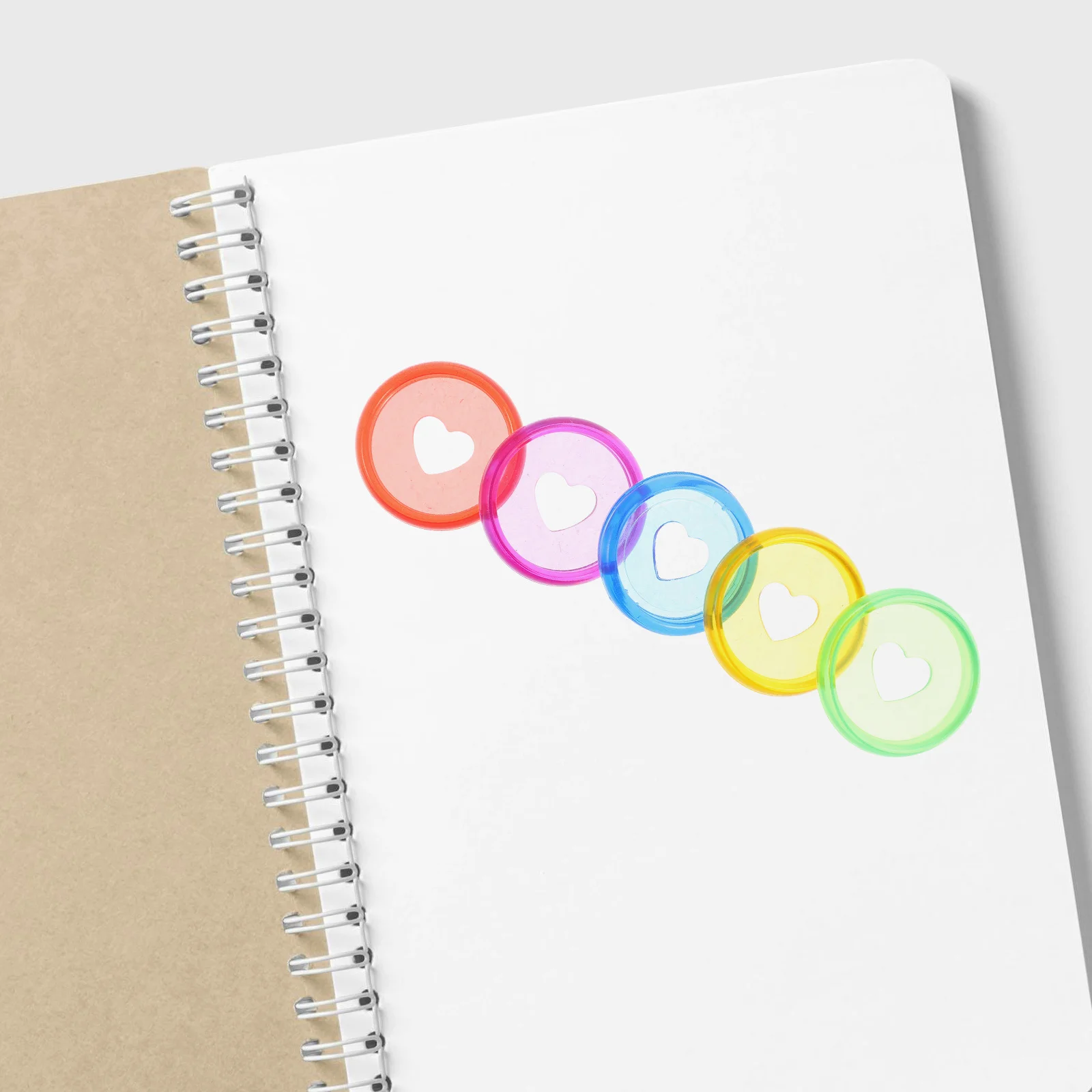 

25Pcs Colorful Heart Binder Discs ABS Plastic Loose-Leaf Expansion Discs for Notebooks Planners Diaries Office School Supplies