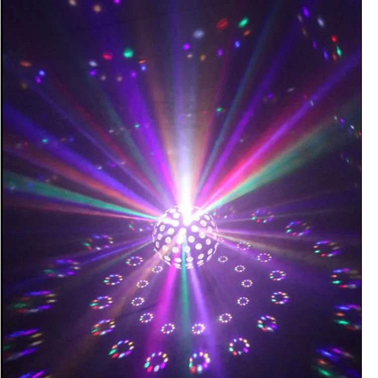 

LED stage lighting fixtures, rotating crystal magic ball light, voice control light, laser spot light, flash light, 9 colors