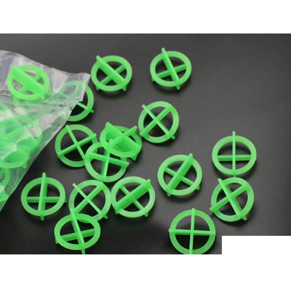

100Pcs 1.5mm Green Tile Levelers Cross Shape Removable No Break Needed High Grade PP for Wall Floor Construction Tile Leveling