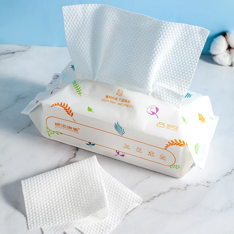 Lingettes démaquillantes réutilisables pour le visage, serviettes en tissu de poulet, optique douce, lingettes sèches, tampons de nettoyage du visage, 50 feuilles/paquet