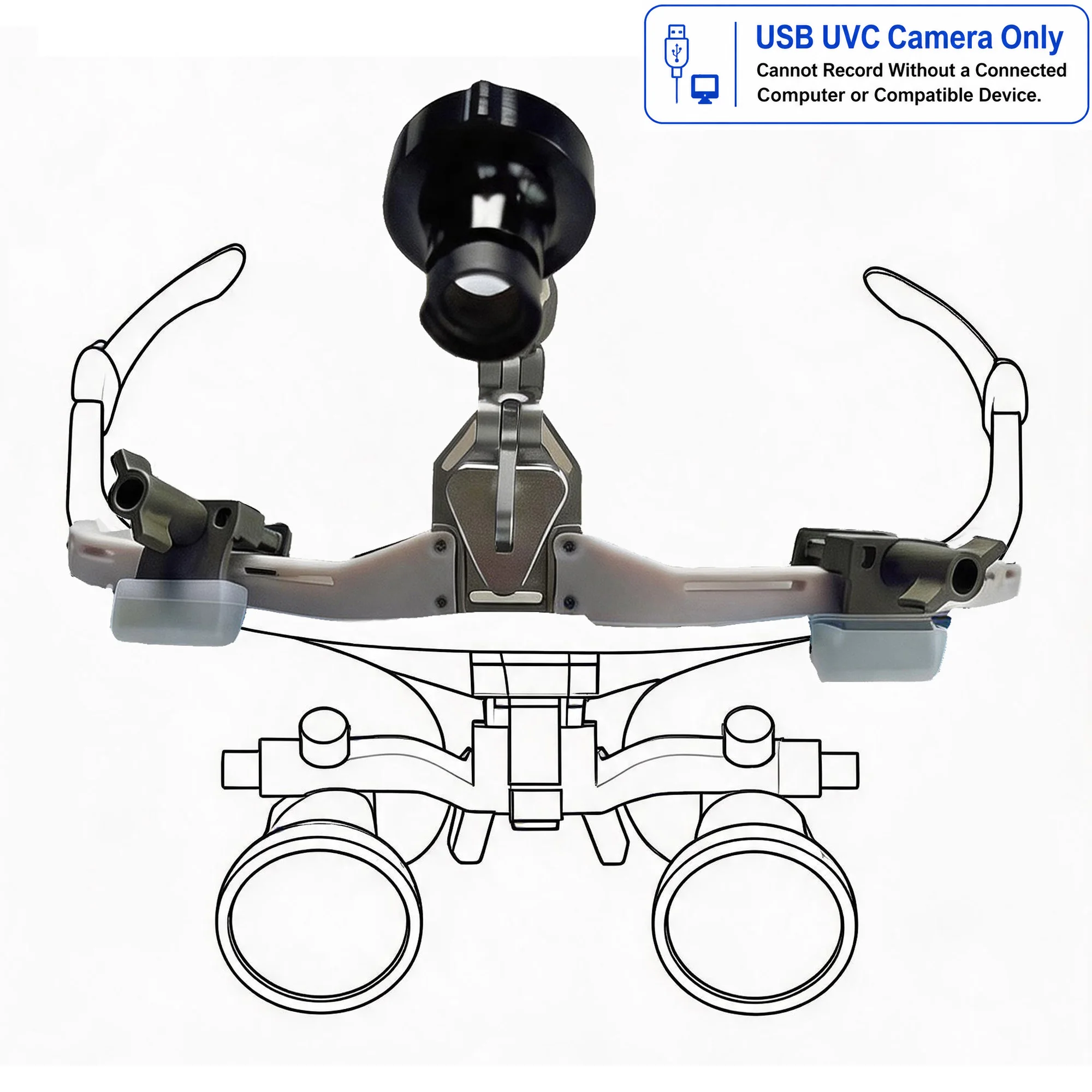 Universal 4K USB UVC Veterinary Loupe Camera with Magnetic Quick Release Mount and Adjustable Arm