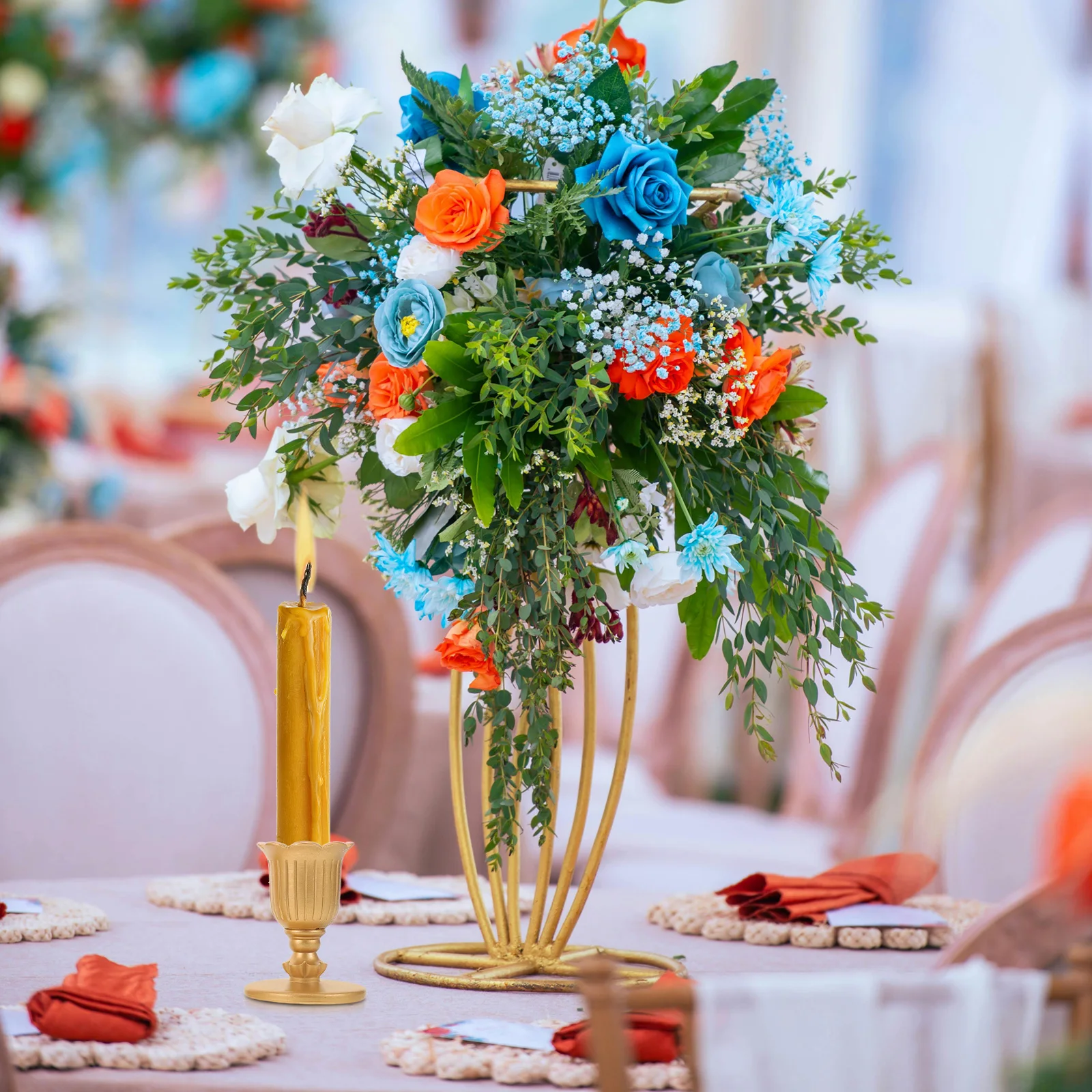 

4Pcs Tapered Gold Holders Finish Victorian Candlestick Set for Festive Events Mantel Dining Table Decor Gold