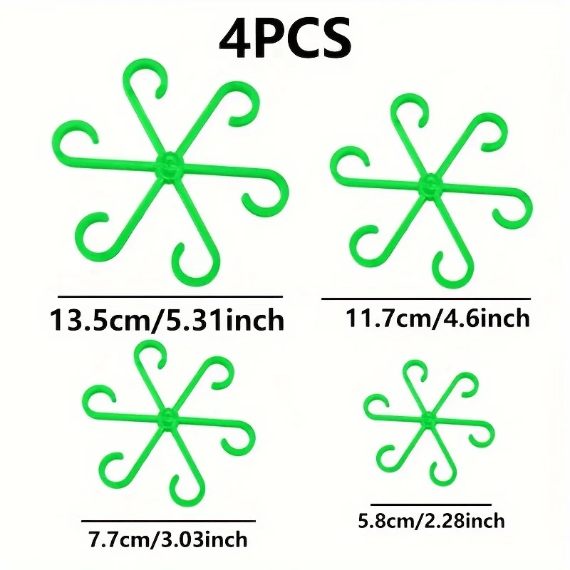 4 Pack of Green and Clear Plant Stake Holders: Outdoor and Indoor Use, Suitable for Climbing Plants - Plastic Material