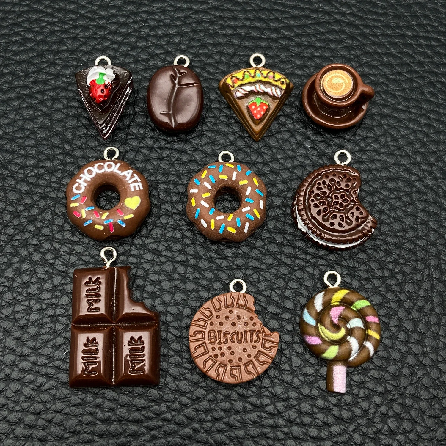 10Pcs New Popular Realistic Coffee Bean and Coffee Cup Pendants, Resin Accessories for DIY Creative and Fun Earrings Necklace