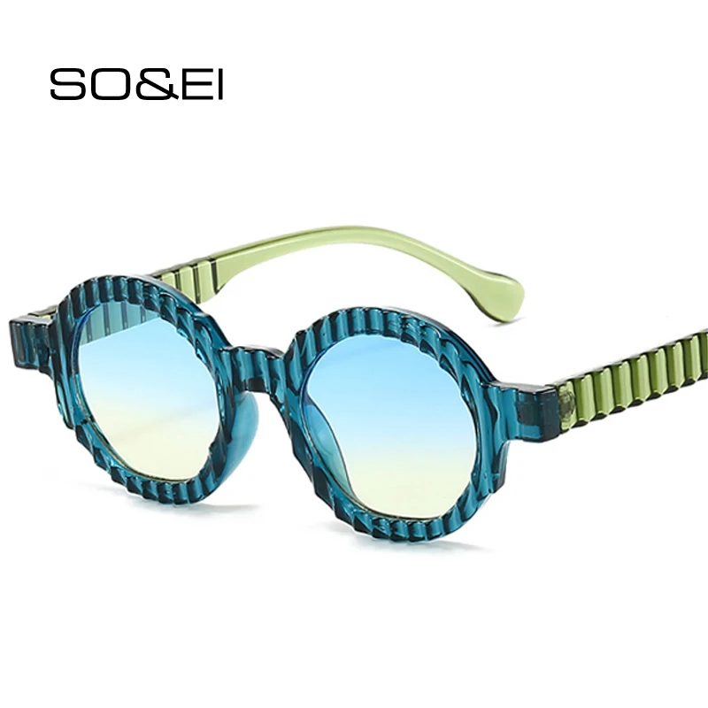 

SO&EI New Unique Round Sunglasses Women Fashion Double Color Shades UV400 Men Punk Trending Gradient Sun Glasses