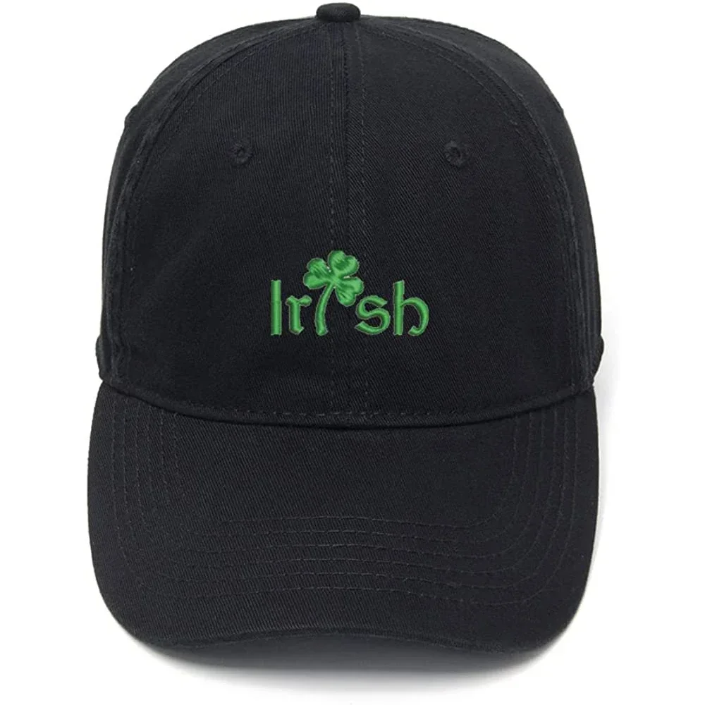 

Men's Baseball Cap Irish Shamrock Embroidery Hat Black Embroidered Casual Baseball Caps