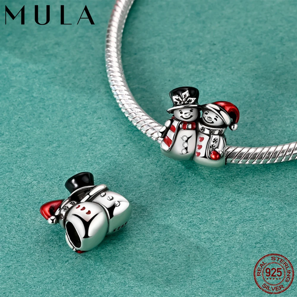 925 Sterling Silver Christmas Snowman Beads Fit Women Original Bracelet DIY Christmas Gift