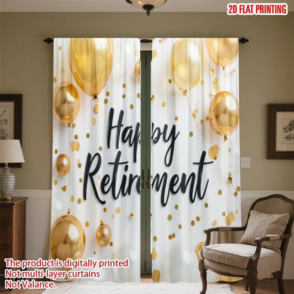 

2D flat printing 2pcs Drapes Retirement Celebration Balloons(9) Digital Printed Polyester Drapes Family Party Decoration for