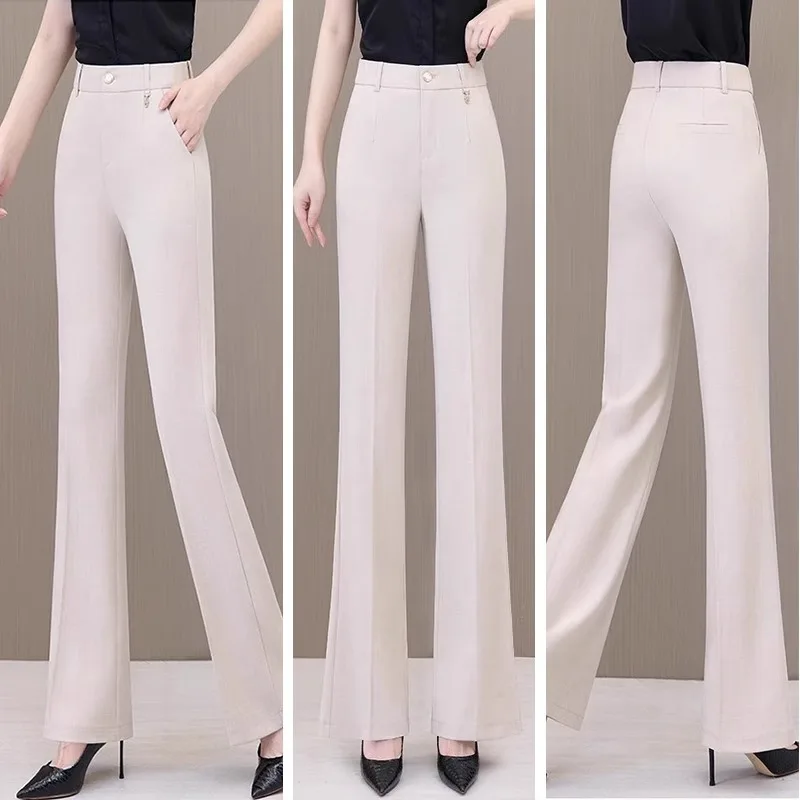 سراويل واسعة للنساء صيفية عالية الخصر مستقيمة ورقيقة أنيقة للتخسيس بدلة غير رسمية سراويل واسعة #4