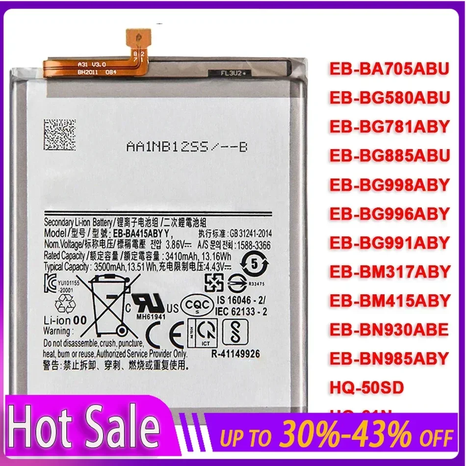 Battery For Samsung Galaxy S21/S21 Ultra/S21Plus/S20 FE/A41/A51 5G/A70/Note 20/ Note 20 Ultra/A02S/M31S/A70 A705/A03 A03S