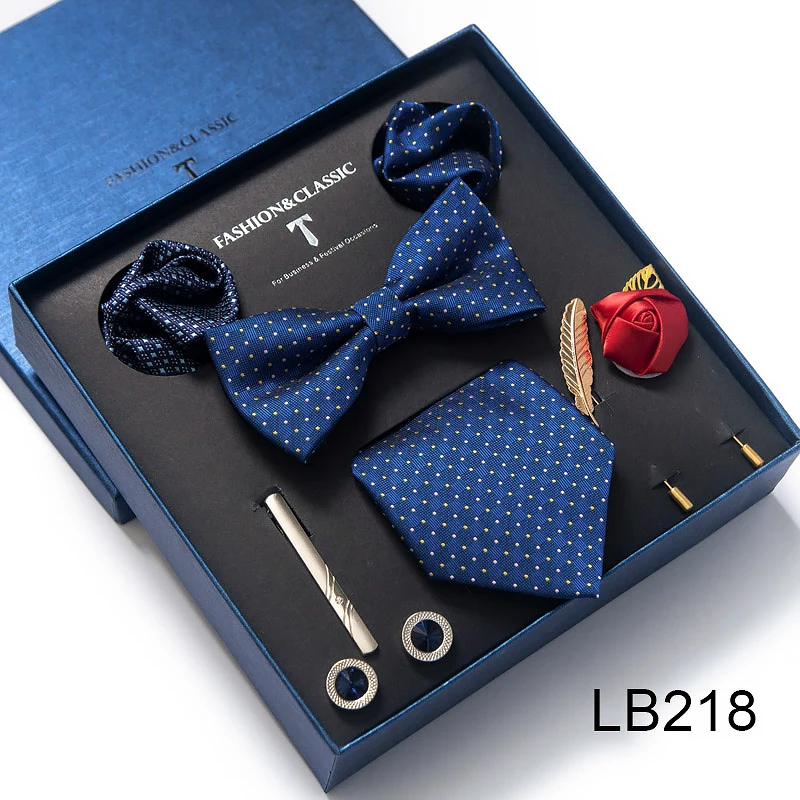 Hochwertiges Krawatten-Set, luxuriöse Geschenkbox, Seidenkrawatten-Set, 8 cm, festliches Geschenk, Krawatte, Einstecktücher, blaues Weihnachtsgeschenk – Detail 19
